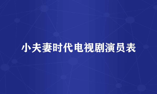 小夫妻时代电视剧演员表