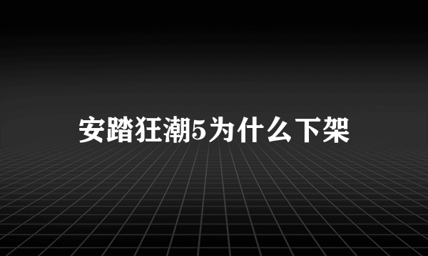 安踏狂潮5为什么下架