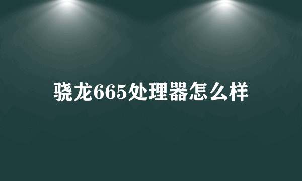 骁龙665处理器怎么样