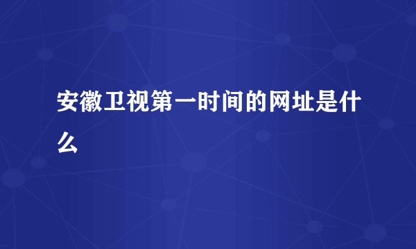 安徽卫视第一时间的网址是什么