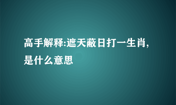 高手解释:遮天蔽日打一生肖,是什么意思
