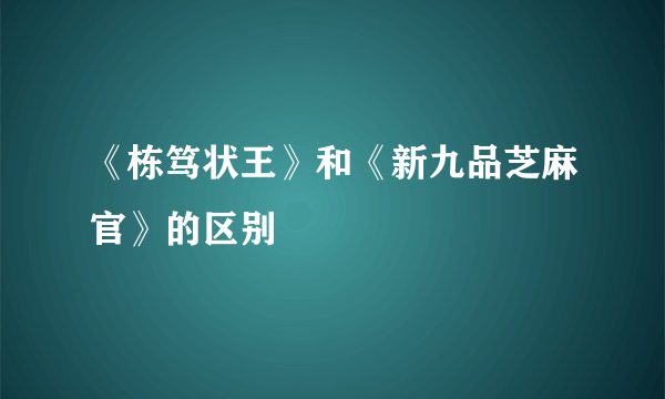 《栋笃状王》和《新九品芝麻官》的区别