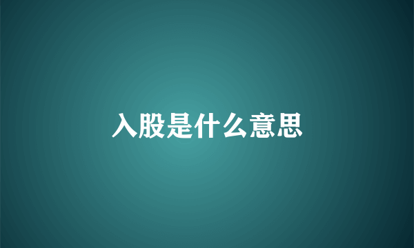 入股是什么意思