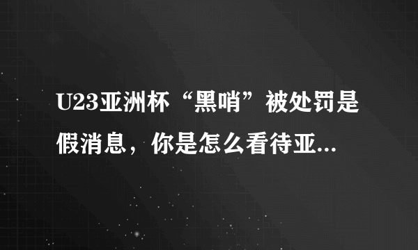 U23亚洲杯“黑哨”被处罚是假消息，你是怎么看待亚足联的决定？