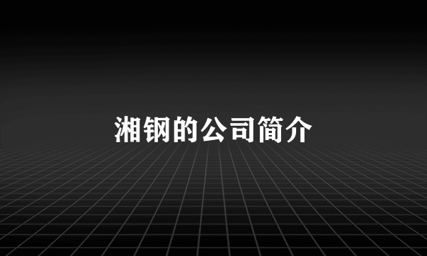 湘钢的公司简介