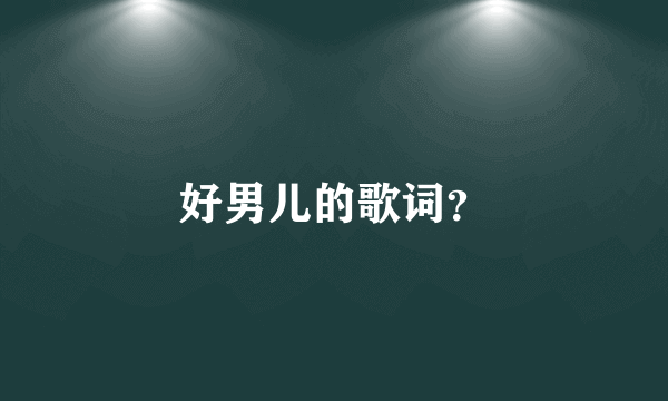 好男儿的歌词？