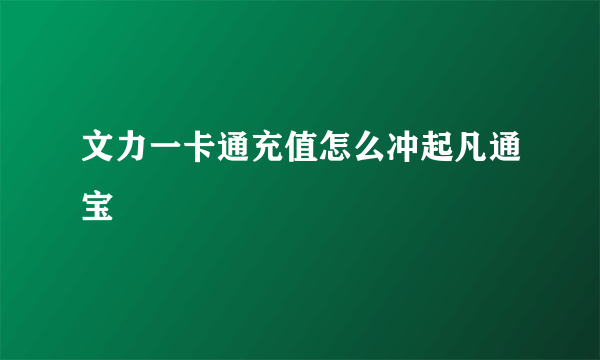 文力一卡通充值怎么冲起凡通宝
