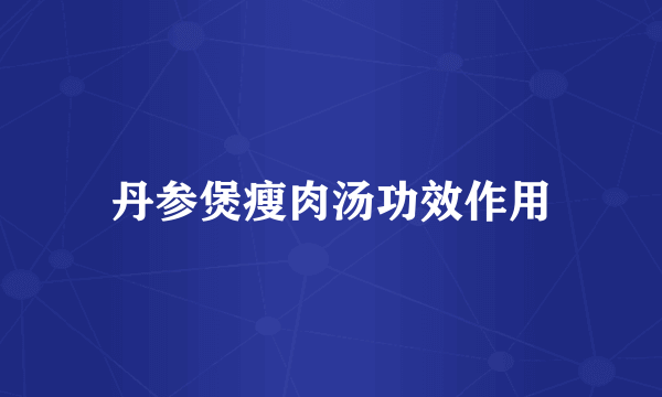 丹参煲瘦肉汤功效作用