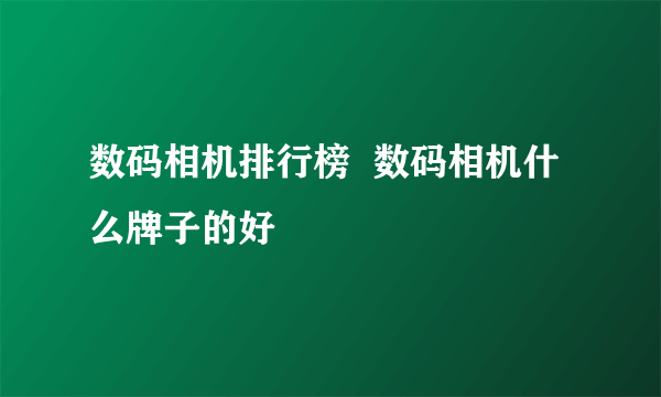 数码相机排行榜  数码相机什么牌子的好