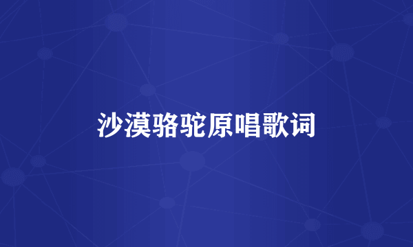 沙漠骆驼原唱歌词