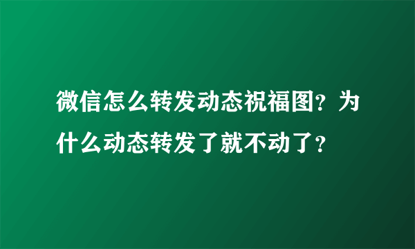 微信怎么转发动态祝福图？为什么动态转发了就不动了？