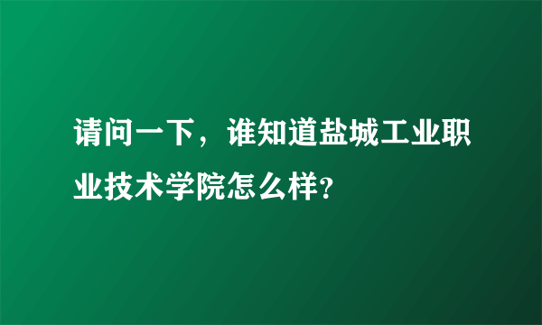 请问一下，谁知道盐城工业职业技术学院怎么样？