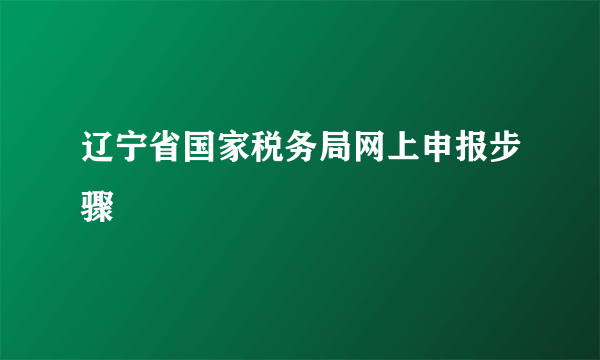 辽宁省国家税务局网上申报步骤