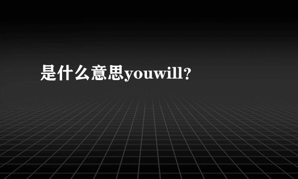 是什么意思youwill？
