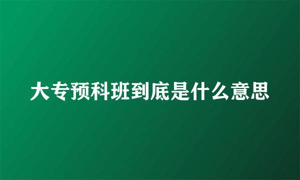 大专预科班到底是什么意思