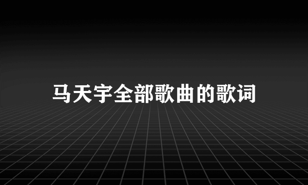 马天宇全部歌曲的歌词
