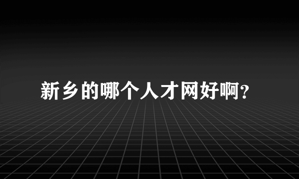 新乡的哪个人才网好啊？
