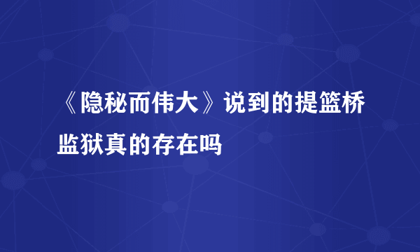 《隐秘而伟大》说到的提篮桥监狱真的存在吗