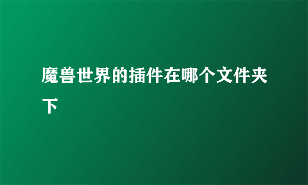 魔兽世界的插件在哪个文件夹下