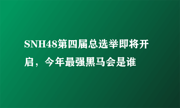 SNH48第四届总选举即将开启，今年最强黑马会是谁