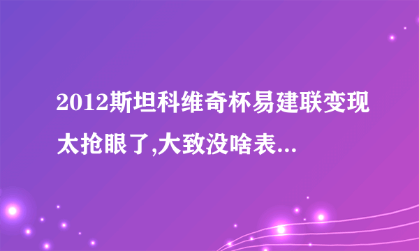 2012斯坦科维奇杯易建联变现太抢眼了,大致没啥表现,大致现在是主要辅佐易建联了吗