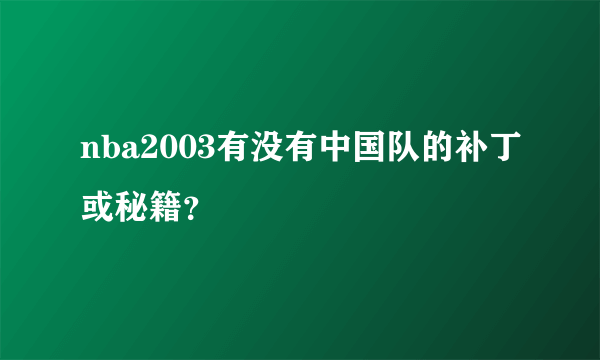 nba2003有没有中国队的补丁或秘籍？