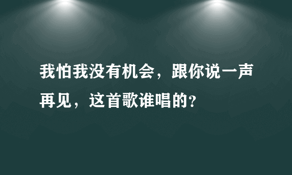我怕我没有机会，跟你说一声再见，这首歌谁唱的？