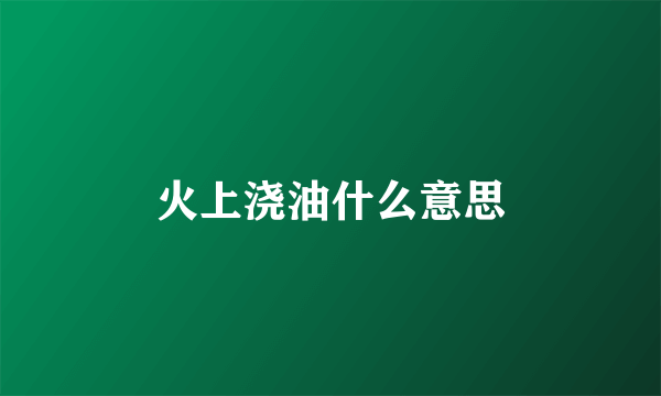 火上浇油什么意思