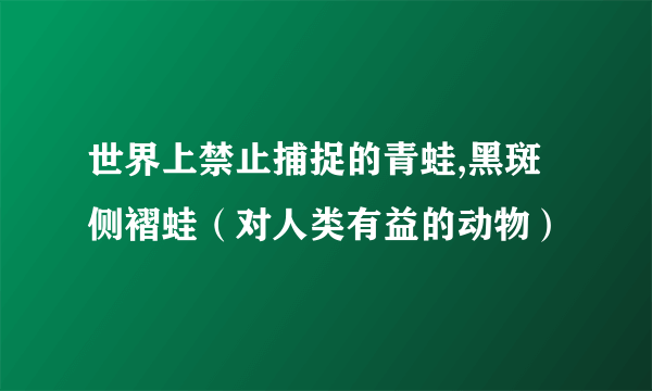 世界上禁止捕捉的青蛙,黑斑侧褶蛙（对人类有益的动物）