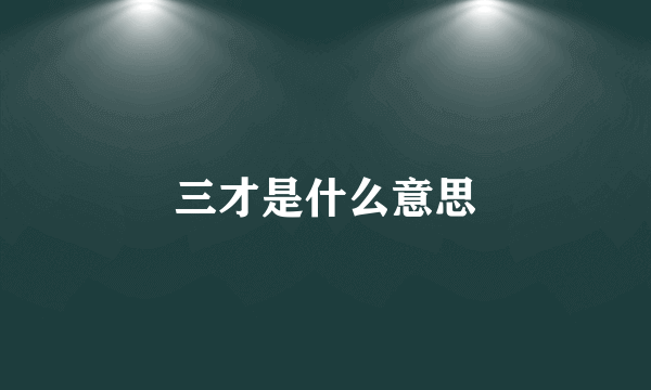 三才是什么意思