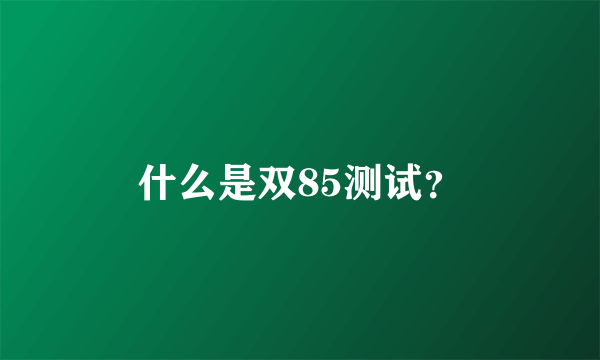 什么是双85测试？