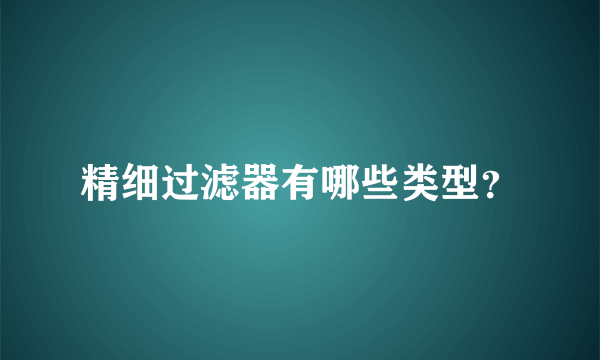 精细过滤器有哪些类型？