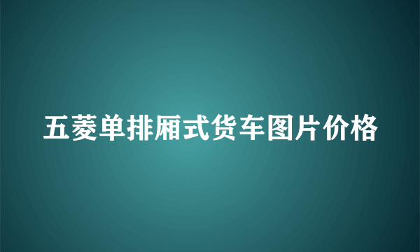 五菱单排厢式货车图片价格