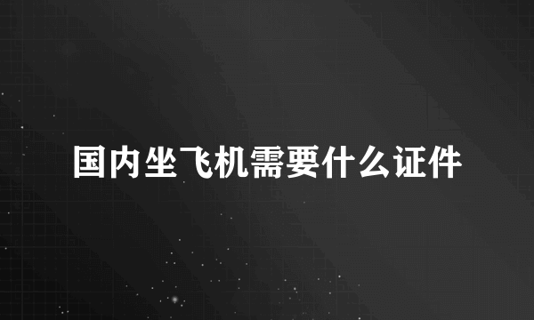 国内坐飞机需要什么证件