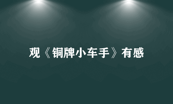观《铜牌小车手》有感