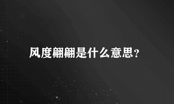 风度翩翩是什么意思？