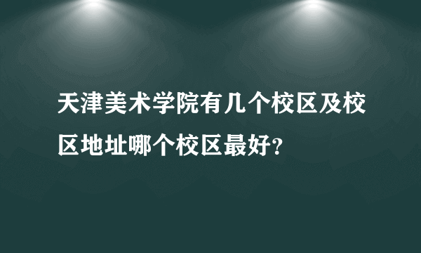 天津美术学院有几个校区及校区地址哪个校区最好？