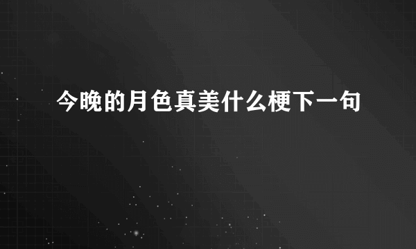 今晚的月色真美什么梗下一句