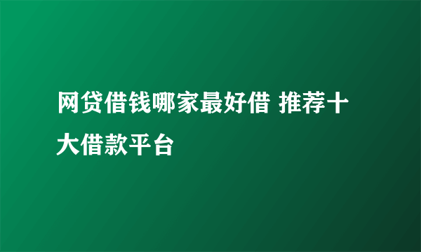 网贷借钱哪家最好借 推荐十大借款平台