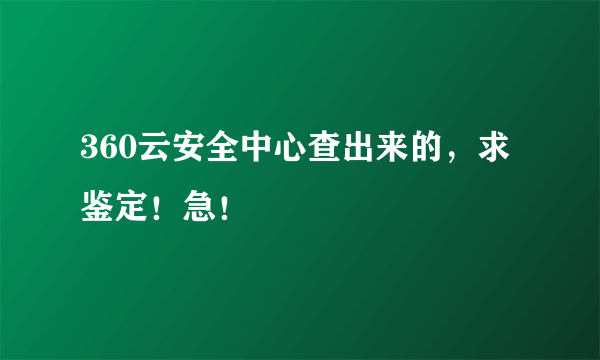 360云安全中心查出来的，求鉴定！急！