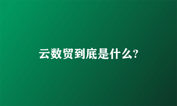 云数贸到底是什么?