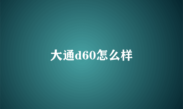 大通d60怎么样
