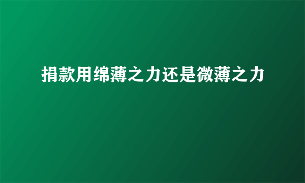 捐款用绵薄之力还是微薄之力