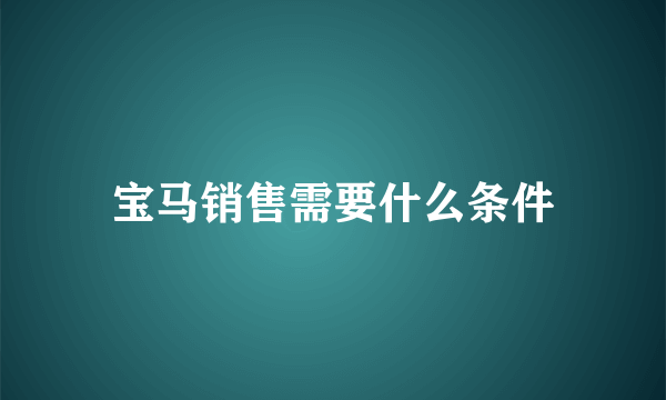 宝马销售需要什么条件