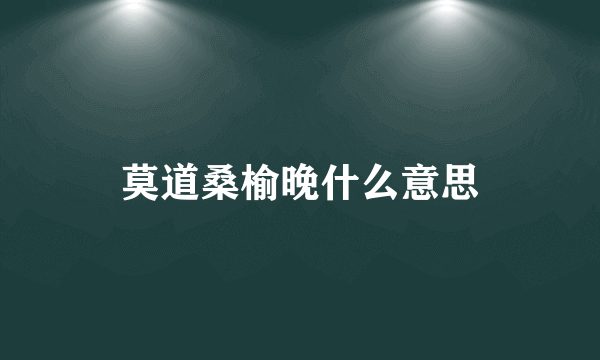 莫道桑榆晚什么意思
