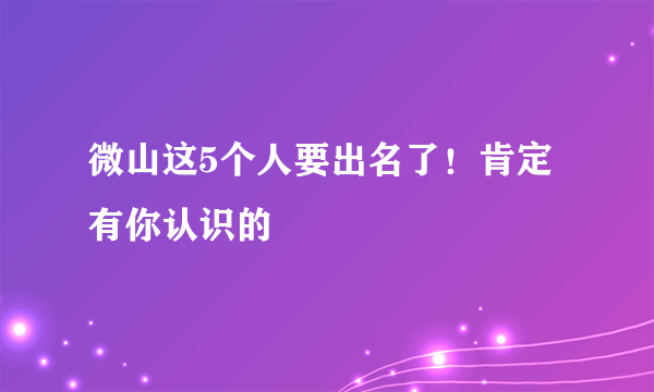 微山这5个人要出名了！肯定有你认识的