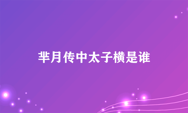 芈月传中太子横是谁