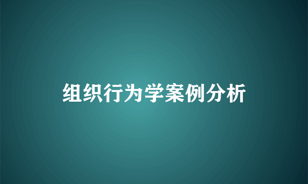 组织行为学案例分析