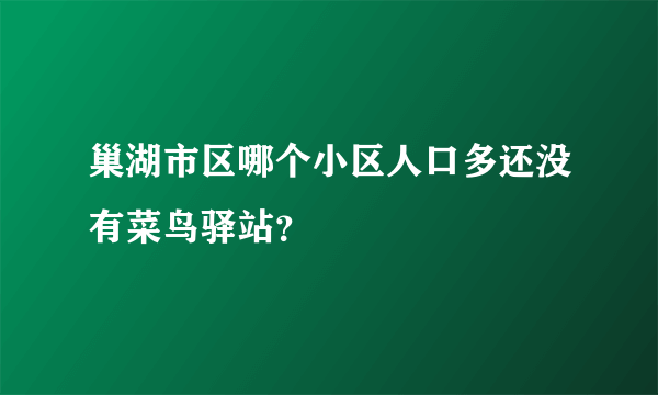 巢湖市区哪个小区人口多还没有菜鸟驿站？