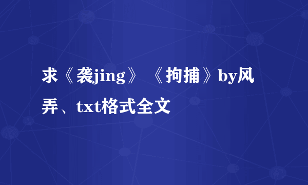 求《袭jing》 《拘捕》by风弄、txt格式全文